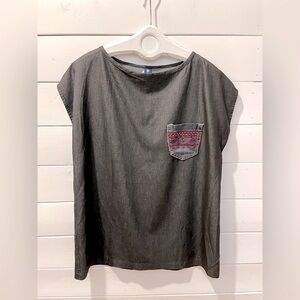 Charlotte – Handmade Top – Black Chambray – Size L